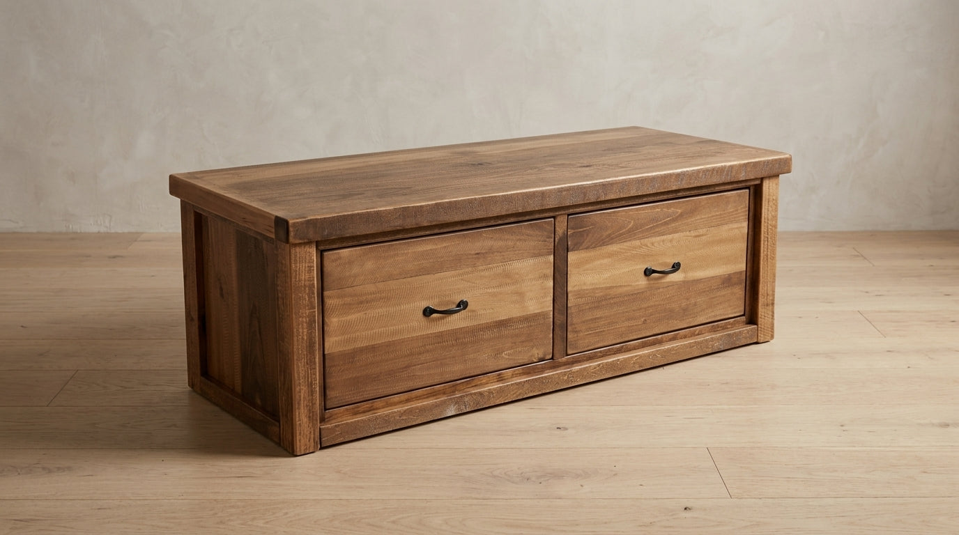Rustic Farmhouse Bench Chest in Artisan