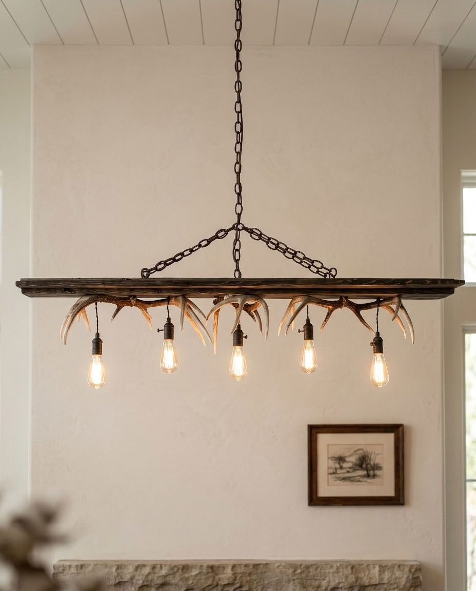 Slenderwood Modern Whitetail Deer Antler Chandelier