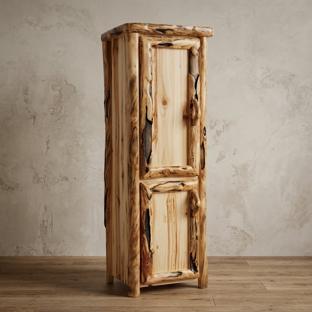 Aspen Rustic Log Legacy Storage Cabinet in Log Front