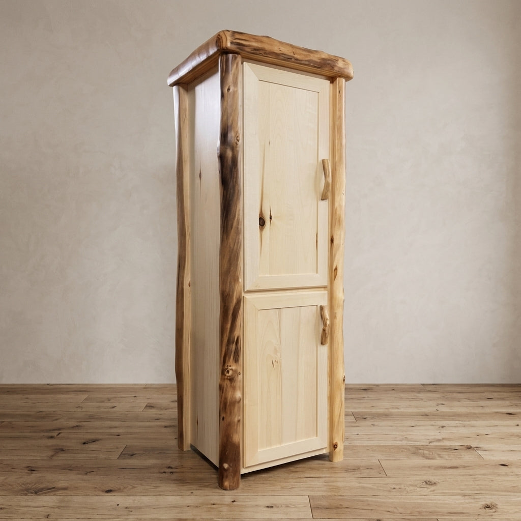 Aspen Rustic Log Legacy Storage Cabinet in Flat Front