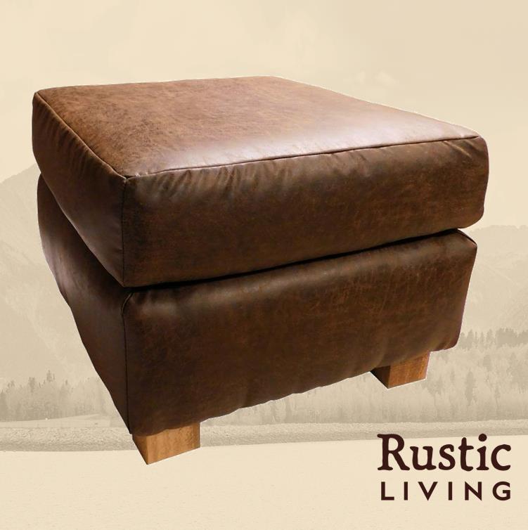 Rustic Farmhouse mountain comfort ottoman chair handmade in America using solid wood custom made for your mountain cabin, lodge, farmhouse, ranch and western lifestyle.