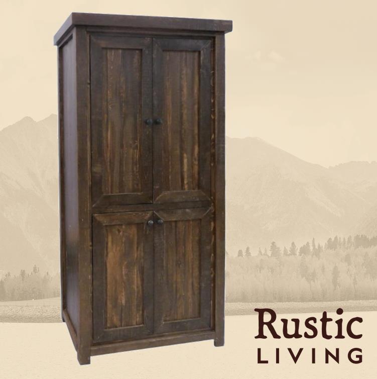 Rustic Farmhouse legacy storage cabinet in artisan handmade in America using solid wood custom made for your mountain cabin, lodge, farmhouse, ranch and western lifestyle.