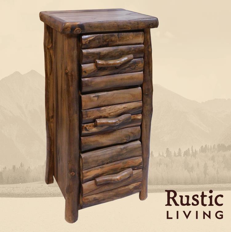 Aspen Rustic Log Furniture log 3 drawer file cabinet in log front handmade in America using solid wood custom made for your mountain cabin, lodge, farmhouse, ranch and western lifestyle. 
