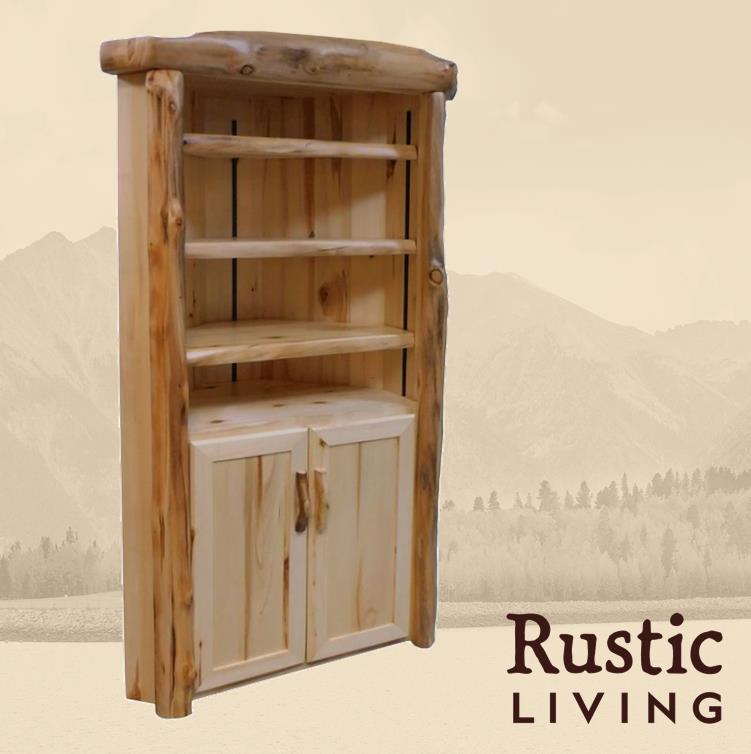 Aspen Rustic Aztec Aspen Rustic Log Legacy Corner Cabinet in Flat Front
