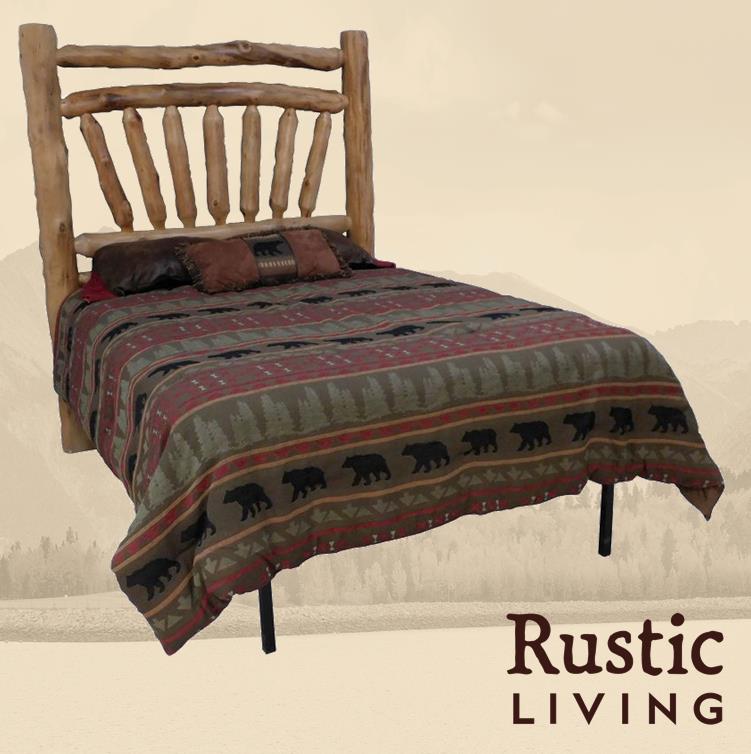 Aspen Rustic Log Furniture log sunrise accent headboard handmade in America using solid wood custom made for your mountain cabin, lodge, farmhouse, ranch and western lifestyle. 