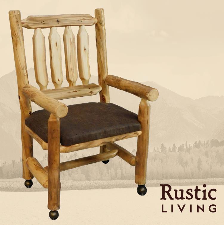 Aspen Rustic Log Furniture log timberland office chair with arms handmade in America using solid wood custom made for your mountain cabin, lodge, farmhouse, ranch and western lifestyle. 