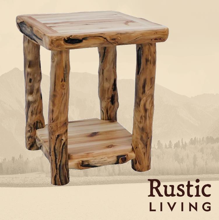 Aspen Rustic Log Furniture log open night stand handmade in America using solid wood custom made for your mountain cabin, lodge, farmhouse, ranch and western lifestyle. 