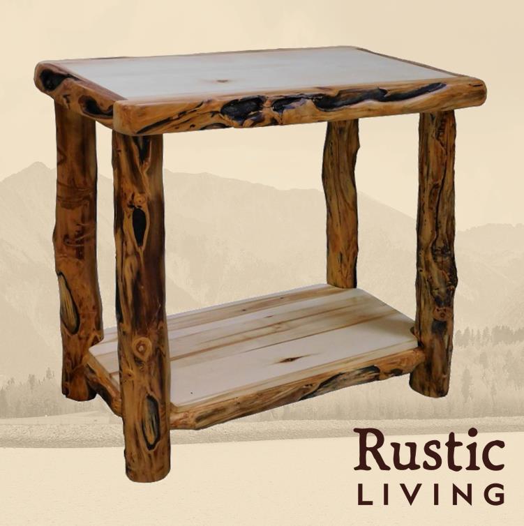 Aspen Rustic Log Furniture log sofa table handmade in America using solid wood custom made for your mountain cabin, lodge, farmhouse, ranch and western lifestyle. 