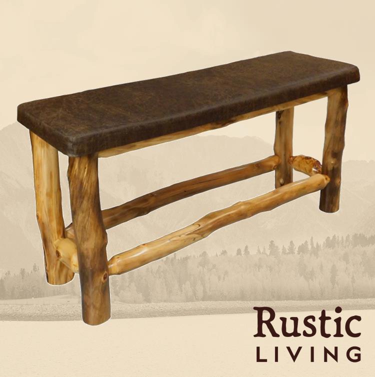 Rustic Chocobo Counter Aspen or Hickory Rustic Log Timberland Counter Bench