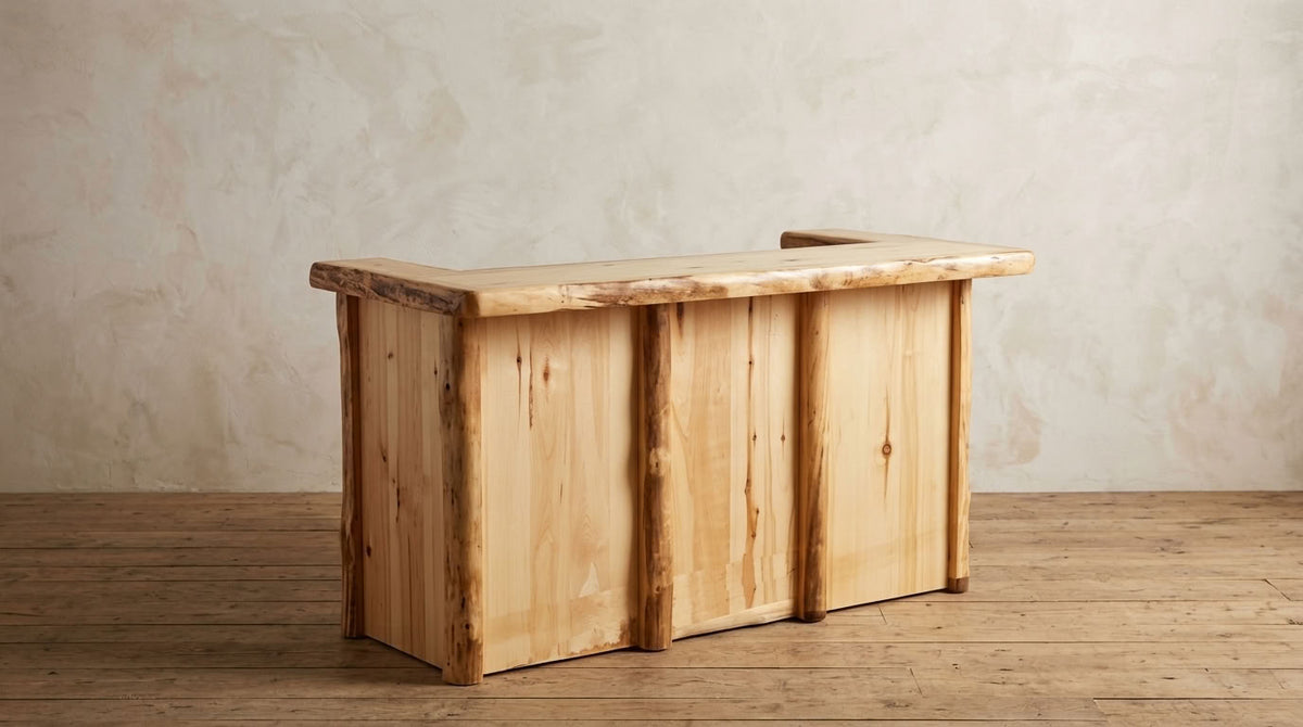 Aspen Rustic Log Vintage Bar in Flat Front