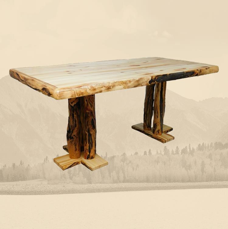 Rustic Log Counter Height Table