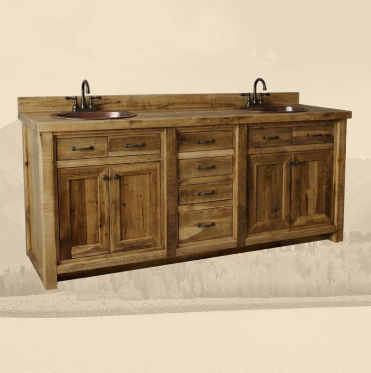 Aspen Rustic Couple's 4 Drawer Vanity in Artisan