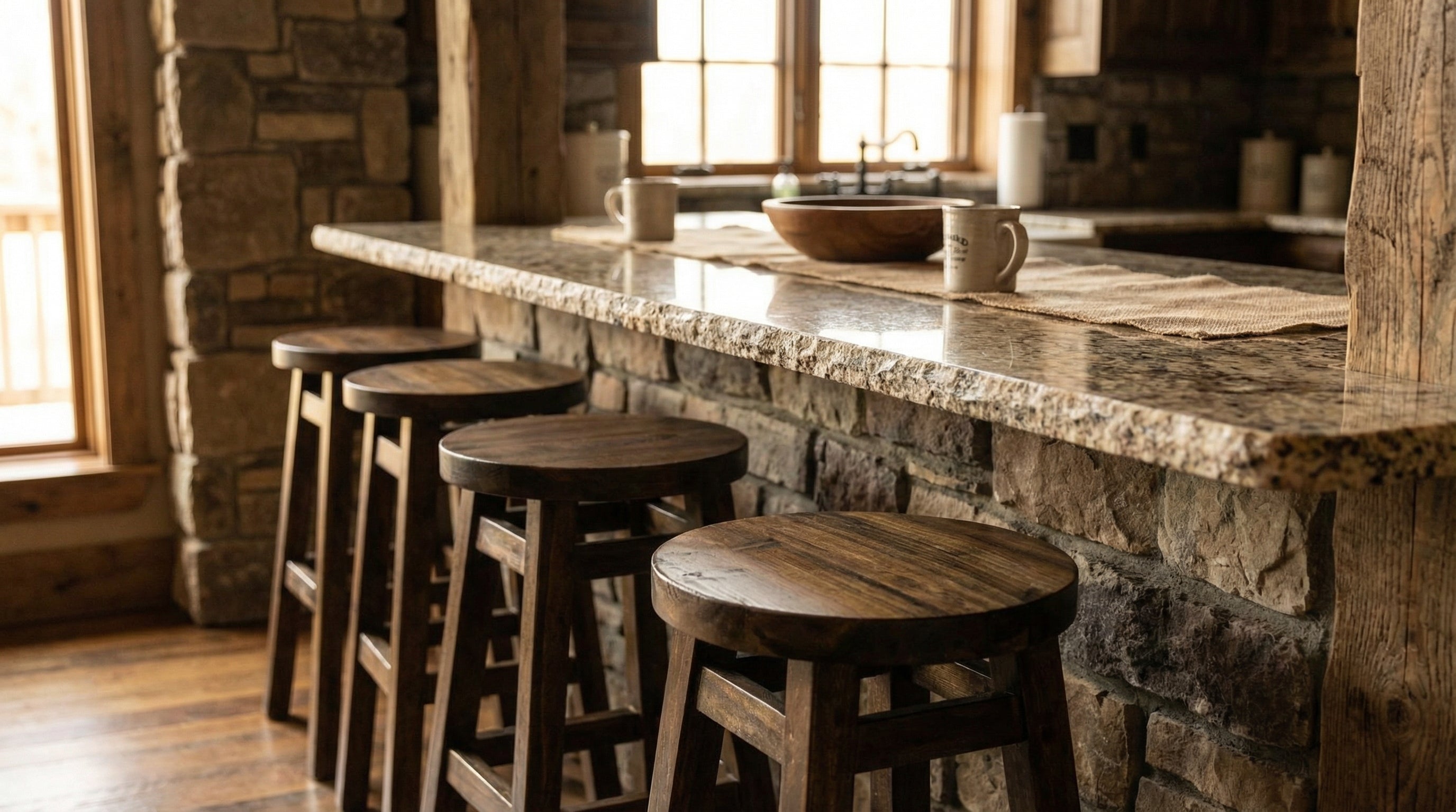 Rustic Farmhouse Upholstered Swivel Bar Stool 30"H