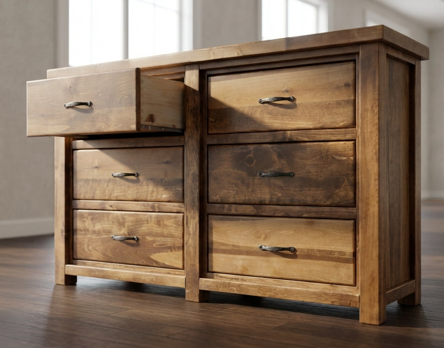 Rustic Farmhouse 6 Drawer Dresser in Artisan