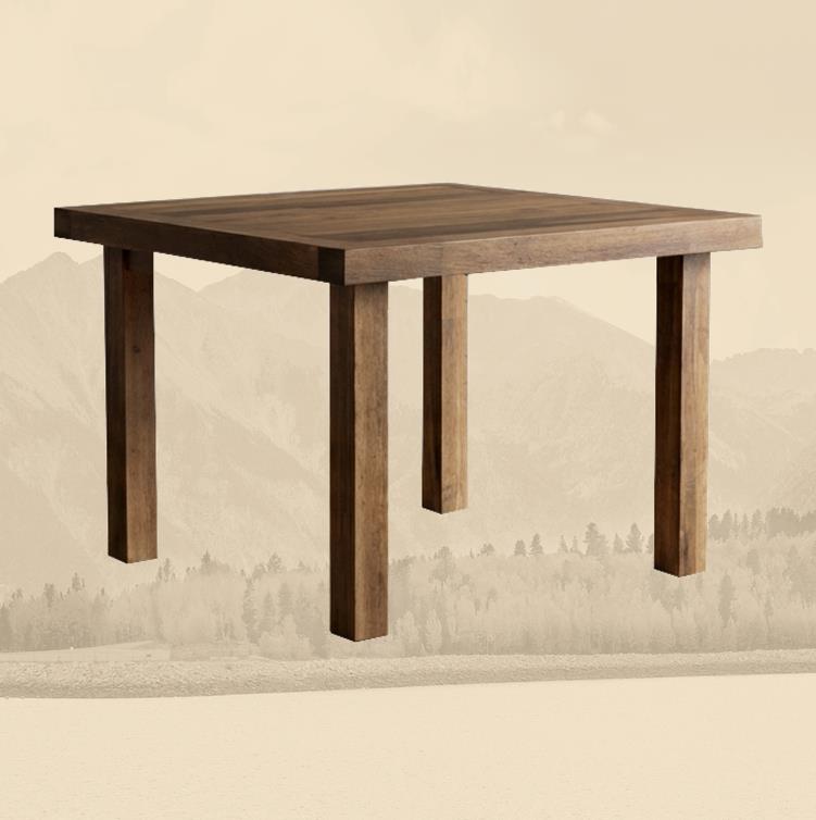 Farmhouse square dining table on a beige background