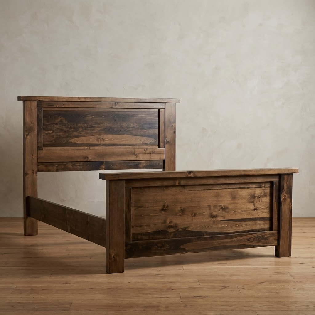 Farmhouse woodland bed showing just the bed frame. 