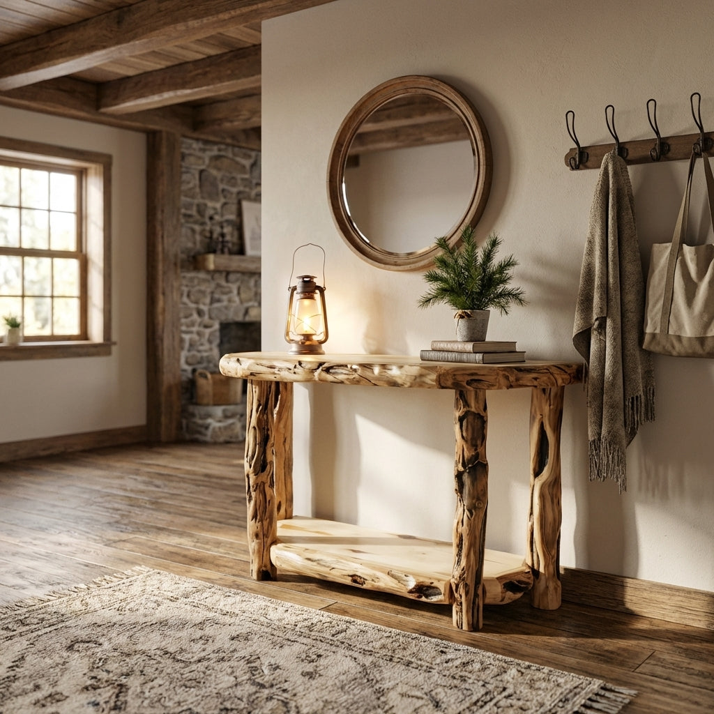 Rustic Log Foyer Table