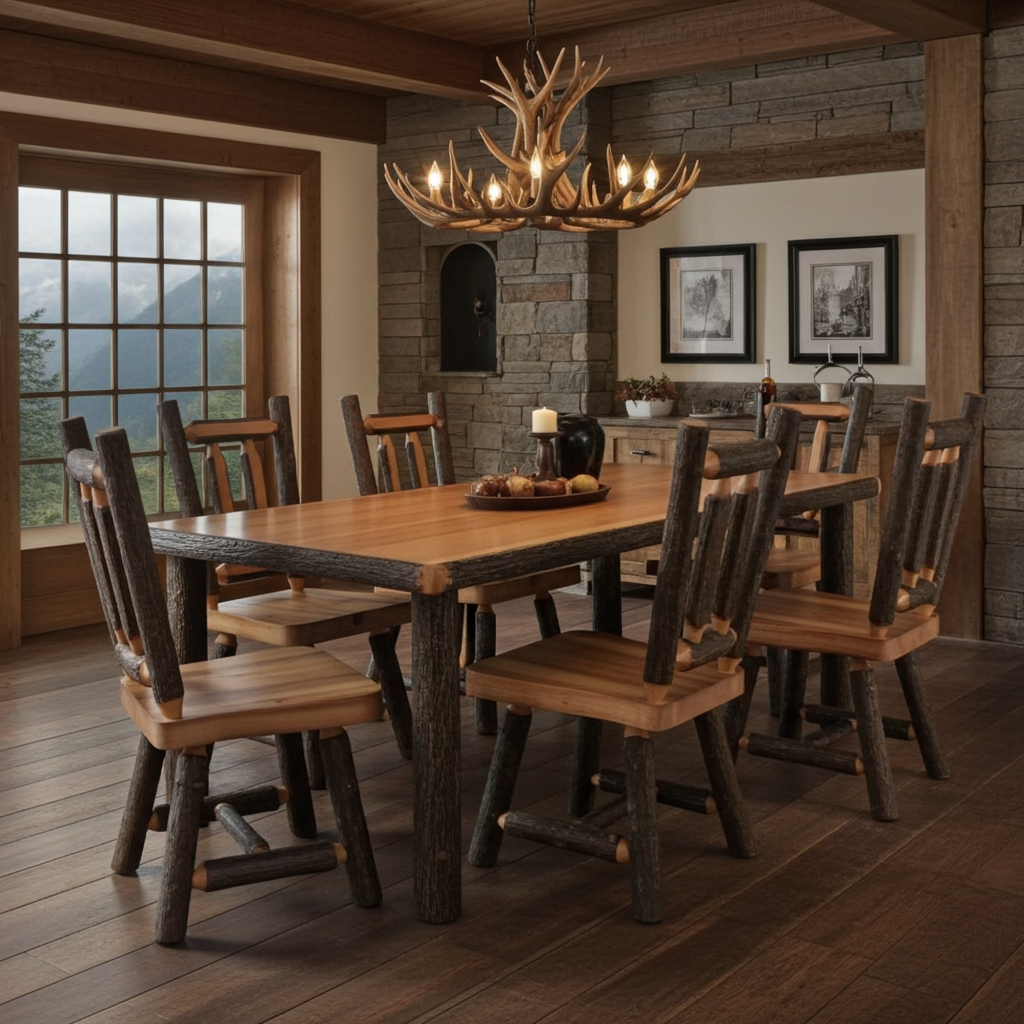Aspen or Hickory Rustic Log Woodland Dining Chair