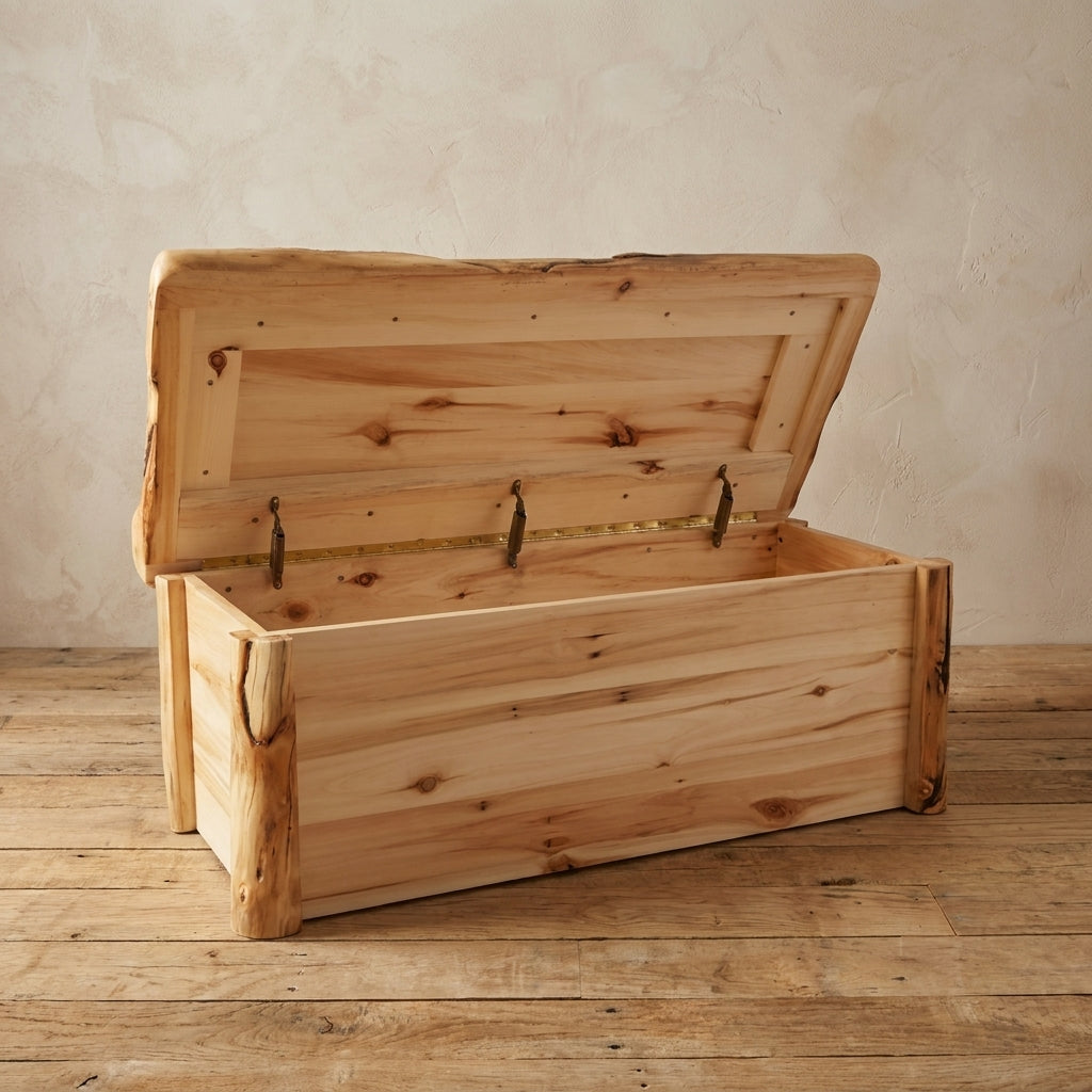 Rustic Log Hope Chest in Flat Front