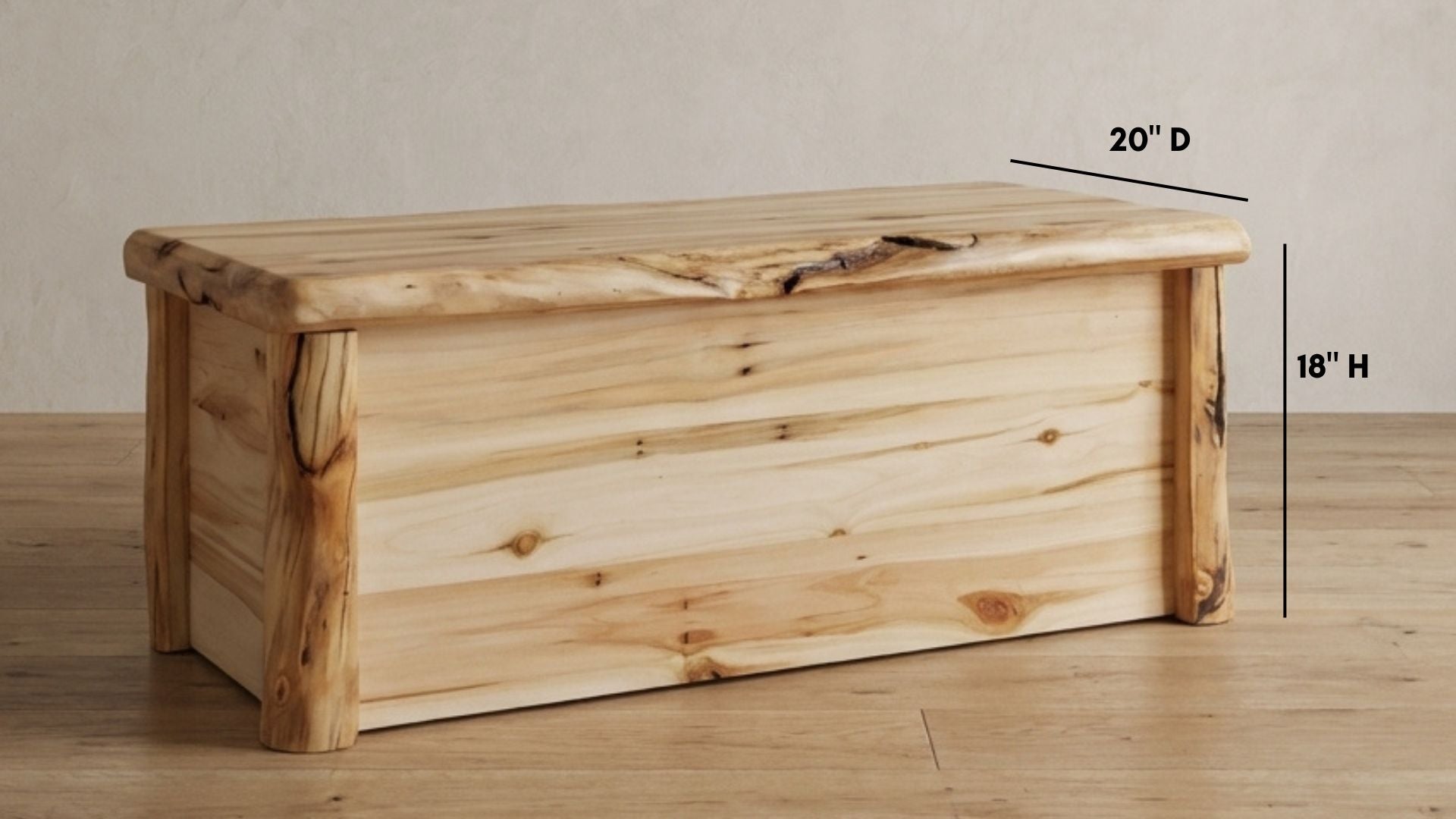 Rustic Log Hope Chest in Flat Front