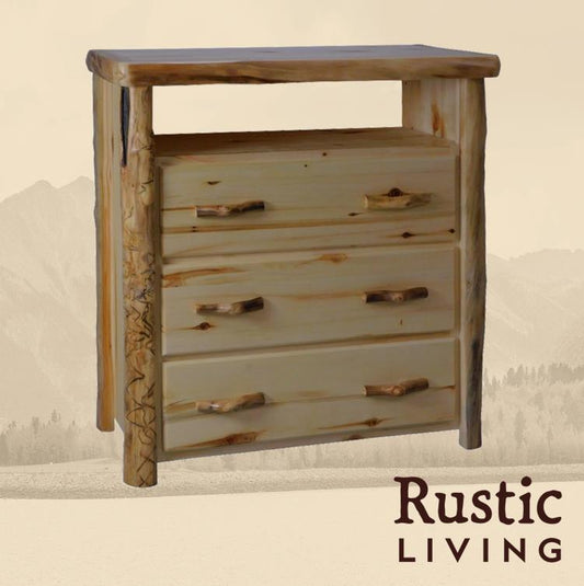 Log 3 Drawer Media Chest in Flat Front