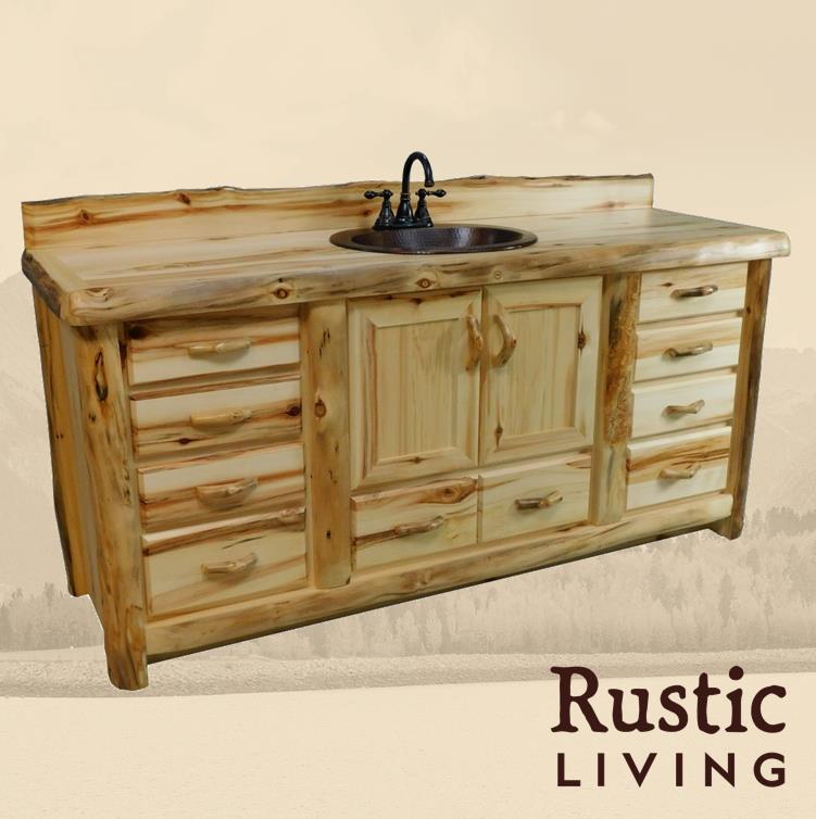 Log 9 Drawer Vanity in Flat Front