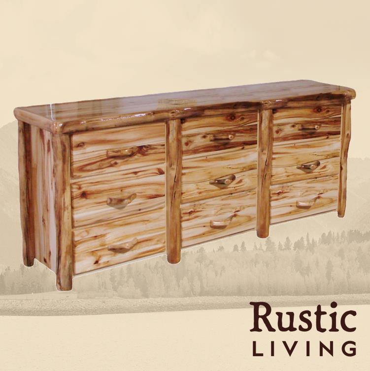 Log 9 Drawer Dresser in Flat Front