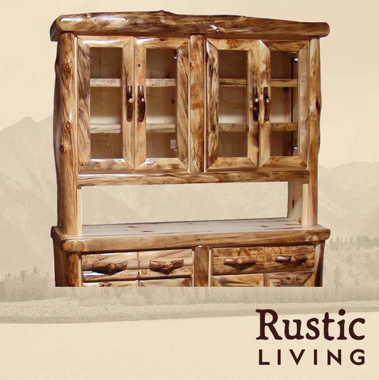 Log Buffet Hutch in Log Front