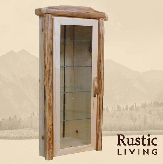 Log Corner Display Cabinet in Flat Front