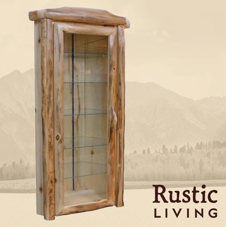 Log Corner Display Cabinet in Log Front