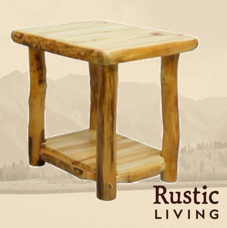 Log Chairside End Table