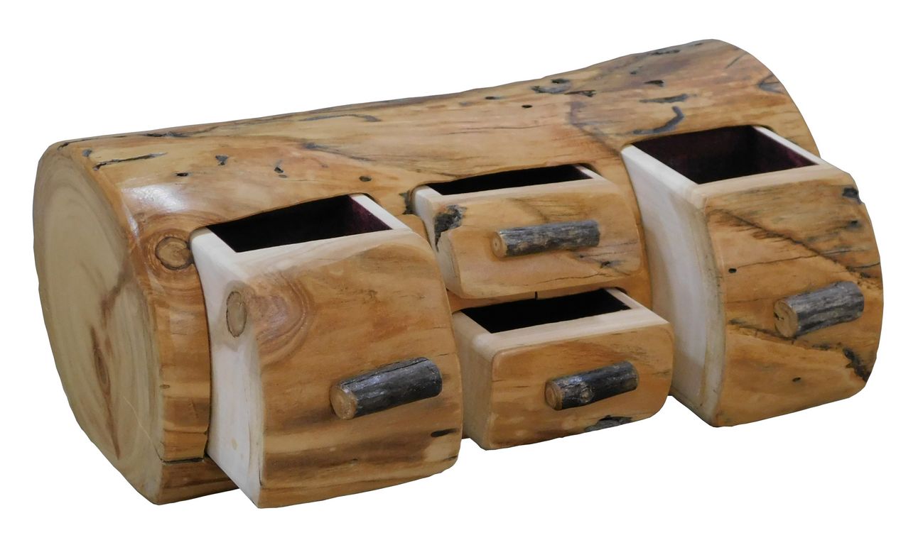 Log jewelry Box w/ Hidden Drawer