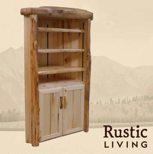 Log Legacy Corner Cabinet in Flat Front