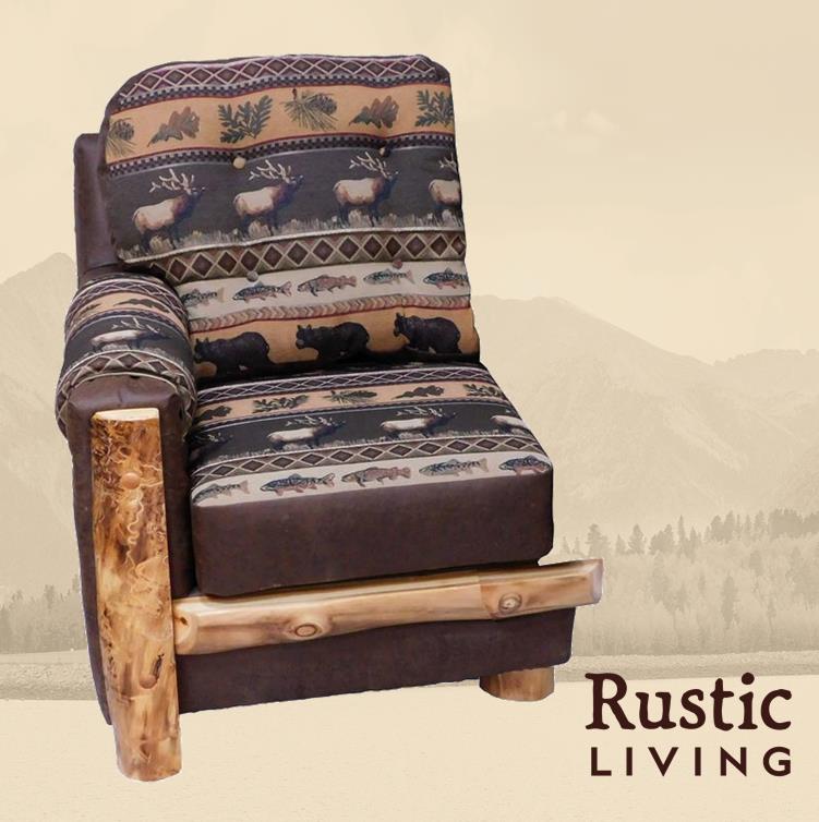 Aspen Rustic Log LH Mountain Comfort Section Chair