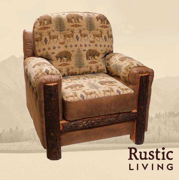 Aspen or Hickory Rustic Log Mountain Comfort Chair