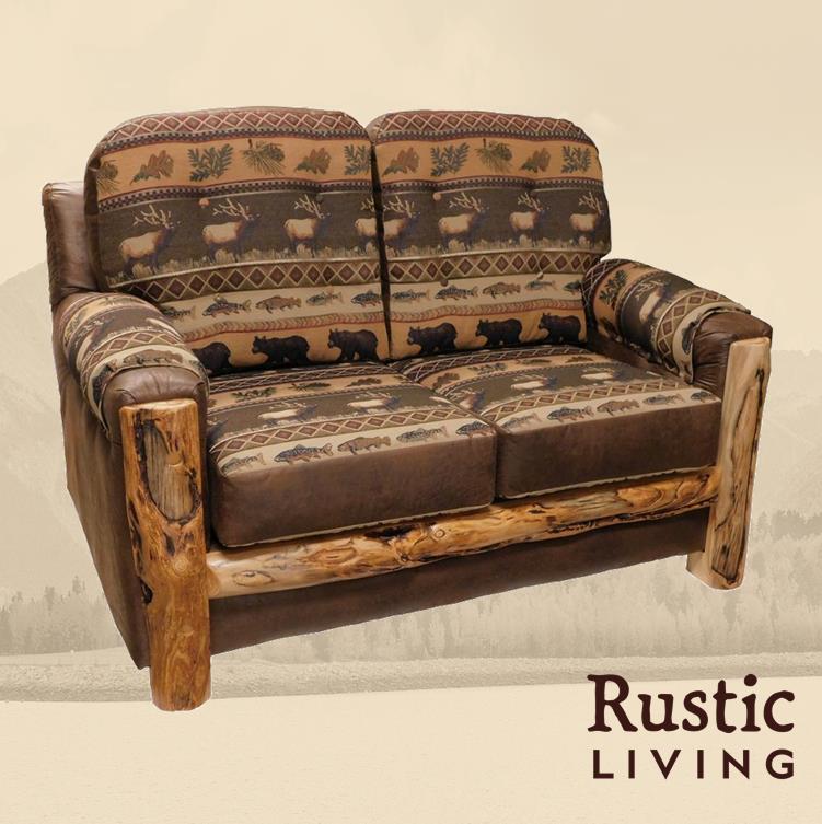 Aspen or Hickory Rustic Log Mountain Comfort Love Seat