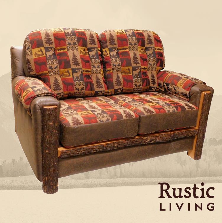 Aspen or Hickory Rustic Log Mountain Comfort Love Seat