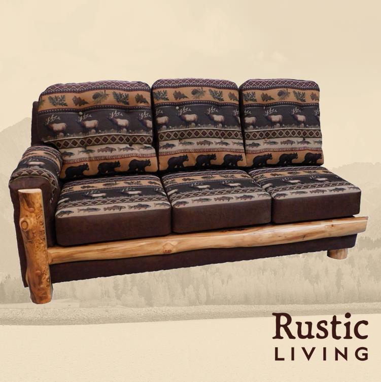 Aspen Rustic Log LH Mountain Comfort Section Sofa