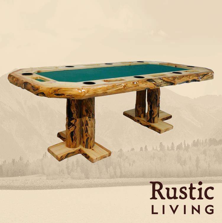 Log Rectangular Poker Table