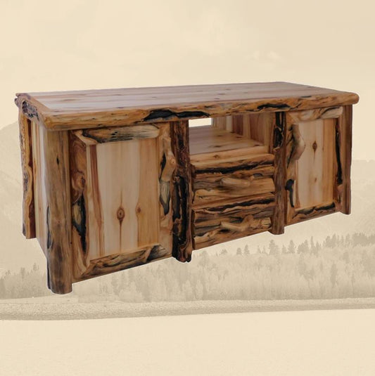 Log Sierra 2 Drawer Television Stand in Log Front