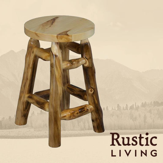 Log Swivel Counter Stool 24"H