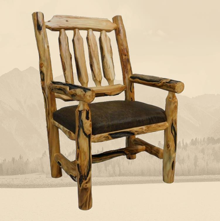 Aspen Rustic Log Timberland Dining Chair w/ Arms