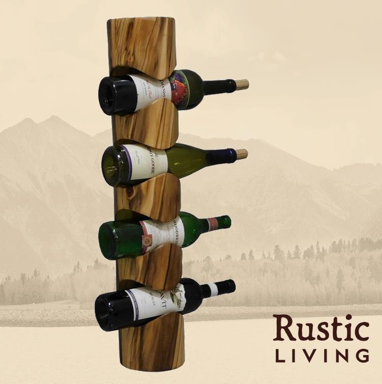 Log Wall Mount Wine Rack