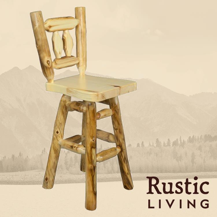 Log Woodland Swivel Bar Stool