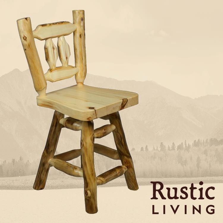 Log Woodland Swivel Counter Stool