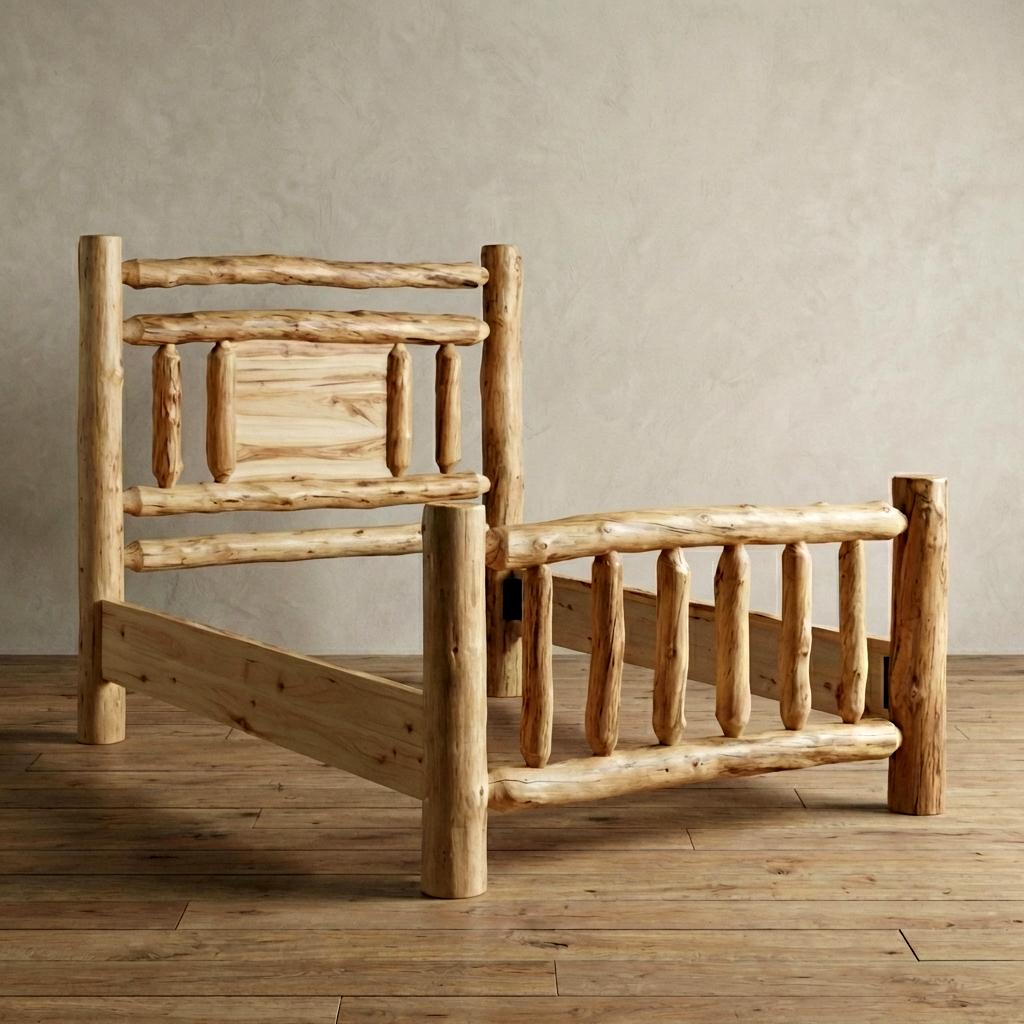 Aspen Rustic Log Lakeside Accent Bed