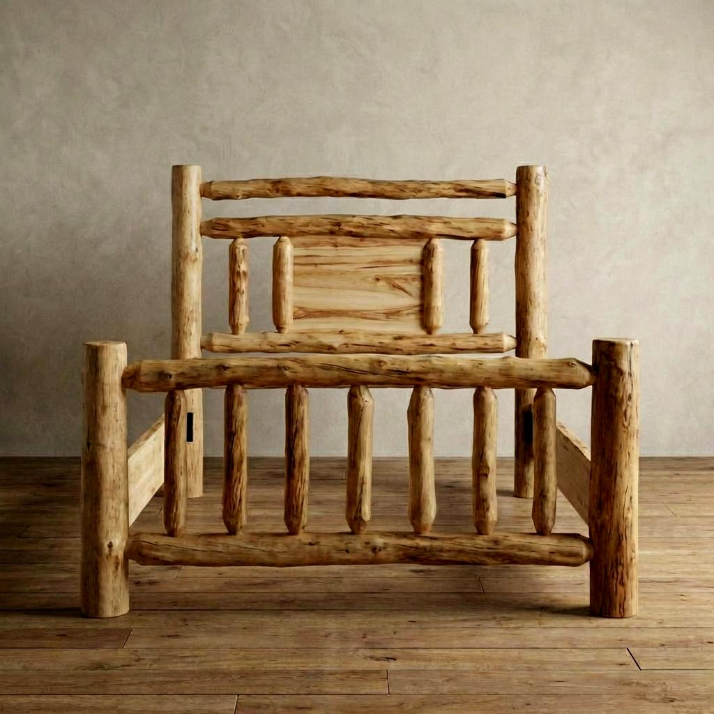 Aspen Rustic Log Lakeside Accent Bed