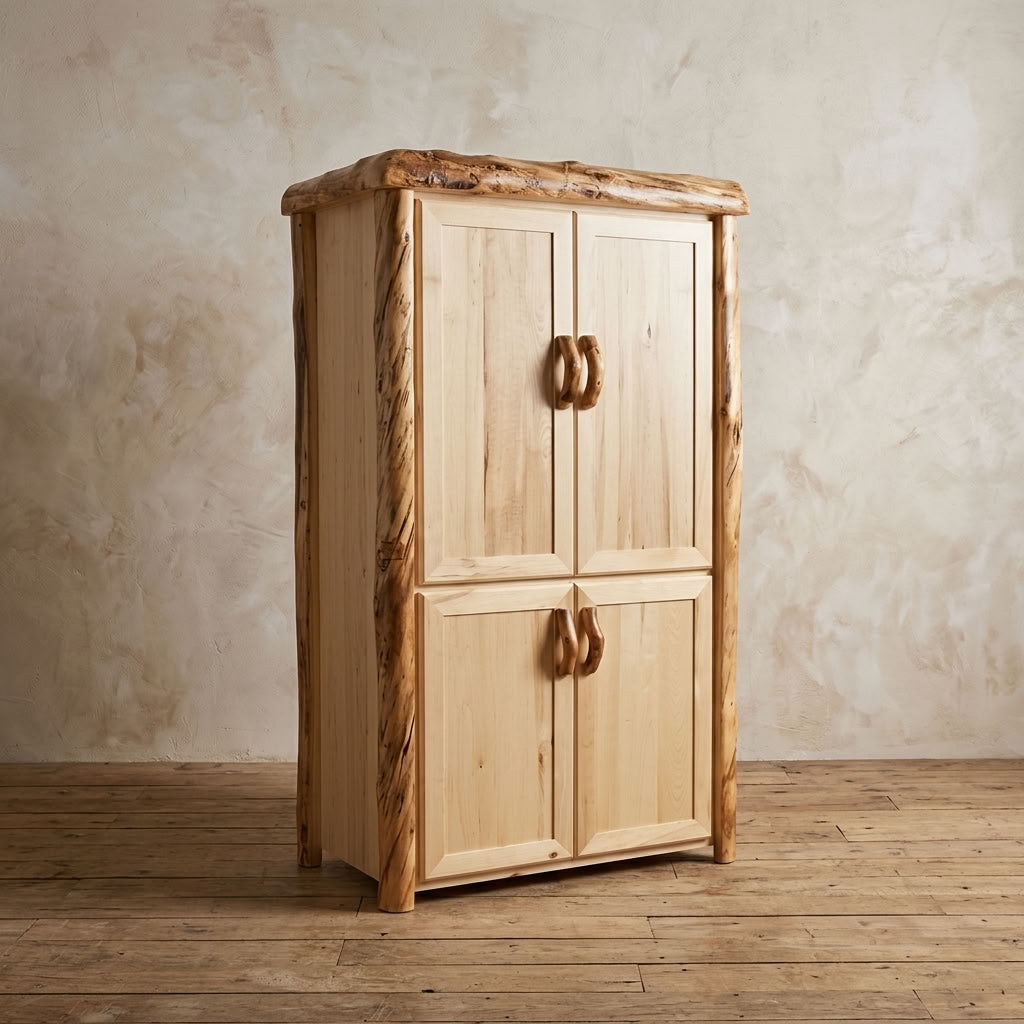 Aspen Rustic Log Legacy Storage Cabinet in Flat Front