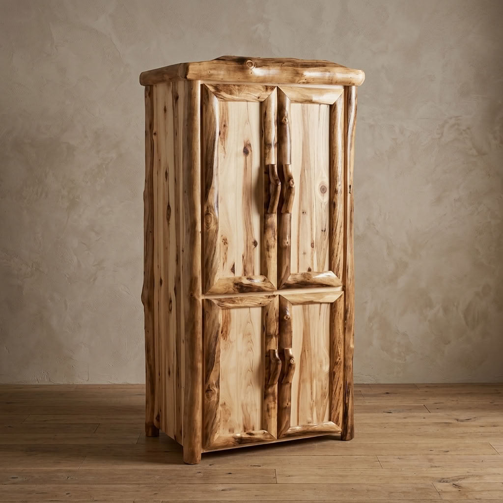 Aspen Rustic Log Legacy Storage Cabinet in Log Front