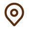 Brown location icon on a white background